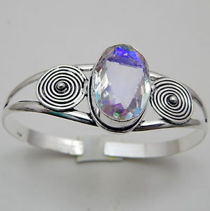 【送料無料】ブレスレット　アクセサリ―　トパーズハンドメイドベンガルrainbow mystic topaz silver plated handmade jewelry bengal 17 gm
