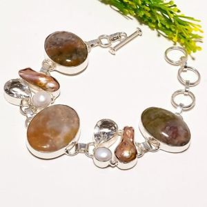 【送料無料】ブレスレット　アクセサリ―　ホワイトトパーズハンドメイドファッションジュエリーブレスレットbloodstone white topaz gemstone handmade fashion jewelry bracelet sb1789
