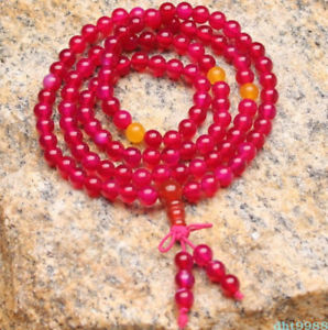 【送料無料】ブレスレット　アクセサリ―　ローズレッドビーズブレスレットnatural crystal rose red chalcedony 108 buddhism bead bracelet