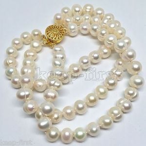 【送料無料】ブレスレット　アクセサリ―　ファッションホワイトアコヤブレスレットwomens fashion 3rows 78mm natural white akoya freshwater pearl bracelet 75