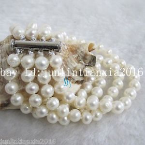 【送料無料】ブレスレット　アクセサリ―　ホワイトストランドブレスレットnatural 78mm 4 row white aa freshwater cultured pearl strands bracelet 75