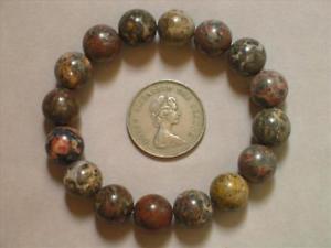 【送料無料】ブレスレット　アクセサリ―　ブレスレットヒョウジャスパービーズストレッチbracelet leopard skin jasper 12mm round beads stretch ll01