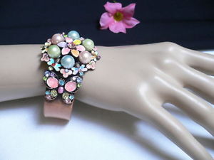 【送料無料】ブレスレット　アクセサリ―　fun women metal cuff bracelet pink blue greenbead flowers butterfly pearl beadsfun women metal cuff bracelet pink blue gre