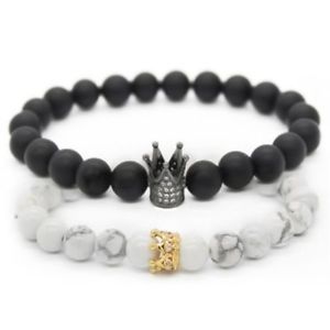 【送料無料】ブレスレット　アクセサリ―　クラウンビーズブレスレットブレスレットcrown charm jewelry bracelets for men and women natural stone beads bracelet