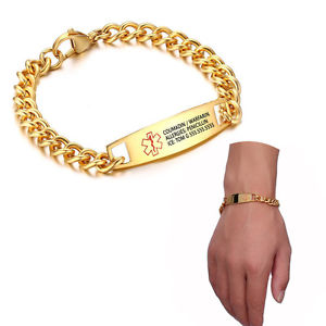 【送料無料】ブレスレット　アクセサリ―　パーソナライズステンレススチールブレスレットpersonalized emergency medical alert id stainless steel bracelet engraved free