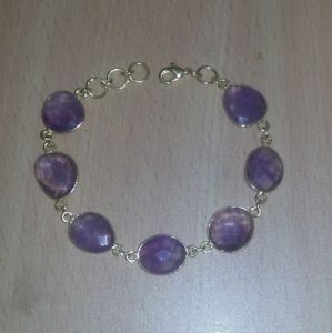 【送料無料】ブレスレット　アクセサリ―　ブラジルアメジストクォーツブレスレットインチnatural brazilian purple amethyst quartz gemstone gold plated bracelet,7 inch