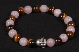 【送料無料】ブレスレット アクセサリ— budhaゴムニューlistingtigerローズコーツ listingtiger eye and rose quartz round with laughing budha metal beads rubber bracelet|hokushin