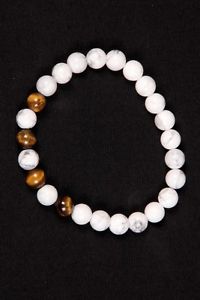 【送料無料】ブレスレット　アクセサリ&mdash;　ビーズゴムブレスレットブレスレット listingtiger eye and howlite beads rubber bracelet,gemstones bracelet｜hokushin