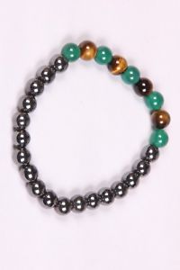【送料無料】ブレスレット　アクセサリ―　グリーンオニキスヘマタイトビーズゴムブレスレットブレスレット listingtiger eye,green onyx and hematite beads rubber bracelet,gemstones bracelet