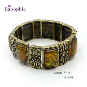 【送料無料】ブレスレット　アクセサリ―　ソフィアビンテージゴールドトーンストレッチブレスレット lia sophia vintage gold tone resin carved stretch bracelet