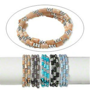 【送料無料】ブレスレット　アクセサリ―　メモリワイヤガラスブレスレットwhole 10* memory wire and cats eye glass mixed bracelet