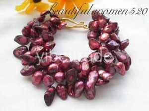 【送料無料】ブレスレット　アクセサリ&mdash;　4row18mmバロック84row 8 18mm baroque dark red freshwater cultured pearl bracelet｜hokushin