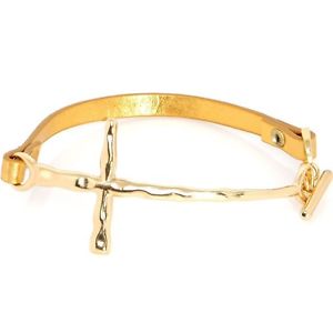 【貨物輸送無料】腕輪 付属物― ゴールドトーントグルブレスレットgold tone sideways crucifix toggle bracelet