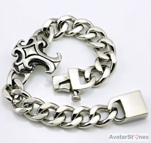 【貨物輸送無料】腕輪 付属物― メンズステンレススチールクロスブレスレットチェーンmens 316l stainless steel cross bling bracelet chain b1v8