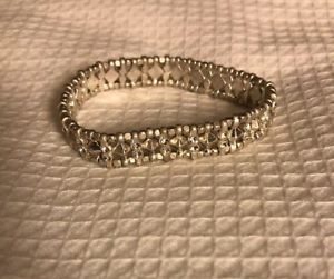 【送料無料】ブレスレット　アクセサリ&mdash;　ステラドットメッキクリスタルストレッチブレスレットリバーシブルstella and dot silver plating arrison stretch crystal bracelet reversible used｜hokushin