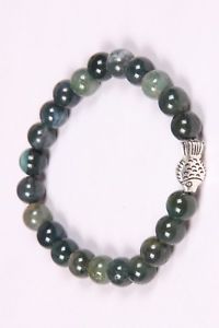 【送料無料】ブレスレット　アクセサリ&mdash;　ビーズゴムブレスレットビーズブレスレットビーズ listingmoss agate round bead with fish metal beads rubber bracelet,round beads bracelet｜hokushin