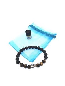 【貨物輸送無料】腕輪 付属物― タイガーアイヒーリングブレスレットbuddha tiger eye healing natural lava stone with essential oil bracelet