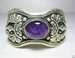 【送料無料】ブレスレット　アクセサリ―　チベットシルバーアメジストカフブレスレットexquisite tibet silver amethyst cuff bracelet 75