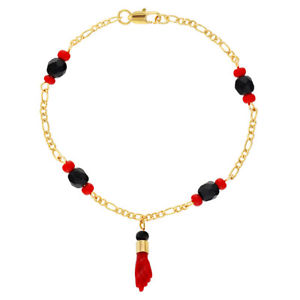 【送料無料】ブレスレット　アクセサリ―　ｋロロホ18k chapado en oro rojo figa mano amuleto proteccin evil eye pulsera 165cm