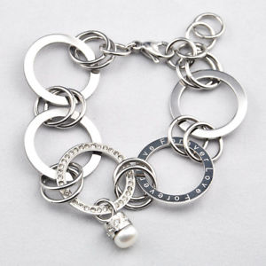 【送料無料】ブレスレット　アクセサリ―　ボールリンクチェーンブレスレットlittle pearl balls wide circles link chain bracelet