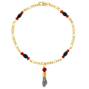 【送料無料】ブレスレット アクセサリ― 18kフィガsimule azabache mal de ojoブレスレット203cm18k plaqu or figa main simul azabache mal de ojo protection bracelet 203cm