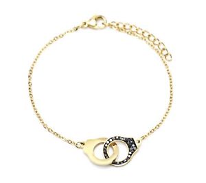 【送料無料】ブレスレット　アクセサリ―　ラインストーンbc3249fチェーンbc3249ffine chain bracelet with gold steel charm handcuffs and rhinestone grey