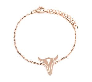 【送料無料】ブレスレット　アクセサリ―　バッファローヘッドチェーンブレスレットゴールドスチールローズbc3286ffine chain bracelet with buffalo head charm rose gold steel