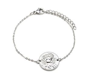 【送料無料】ブレスレット　アクセサリ―　ファインスチールメダルサインインチェーンブレスレットシルバーbc3331ffine steel chain bracelet silver with charm cancer medal sign