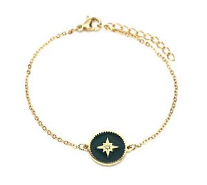 【送料無料】ブレスレット　アクセサリ―　モミパターンbc3234fチェーンbc3234ffine chain bracelet golden steel with email fir green circle pattern