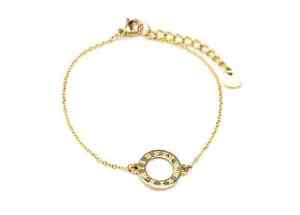 【送料無料】ブレスレット　アクセサリ―　bc2439fチェーンbc2439ffine chain bracelet with circle charm golden steel contour and statistics 12,395円