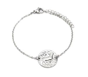 【送料無料】ブレスレット　アクセサリ―　メダルサインインチェーンブレスレットシルバースチールbc3325ffine chain bracelet silver steel with ram charm medal sign