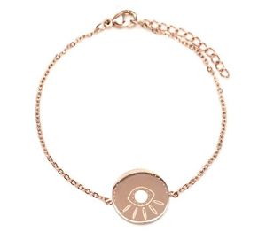 【送料無料】ブレスレット　アクセサリ―　メダルbc3184fチェーンbc3184ffine chain bracelet with charm medal engraving eye rose gold steel