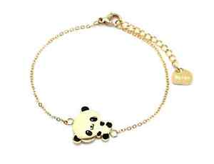 【送料無料】ブレスレット　アクセサリ―　ファインゴールドスチールパンダチェーンブレスレットbc2991ffine chain bracelet with gold steel charm panda