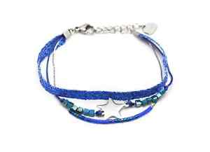 【送料無料】ブレスレット　アクセサリ―　bc2645fetoilsparklybc2645fmultirow bracelet pearls and blue sparkly fabric with charm etoil