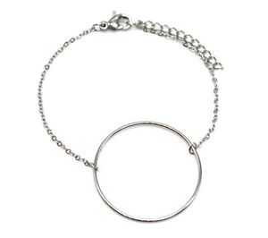 【送料無料】ブレスレット アクセサリ― シルバースチールチェーンブレスレットbc3282ffine chain bracelet with charm great circle contour silver steel