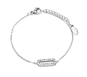 【送料無料】ブレスレット　アクセサリ―　bc3313dファインスチールチェーンラインストーンbc3313dfine steel chain bracelet silver with charm rounded rectangle rhinestones 12,565円