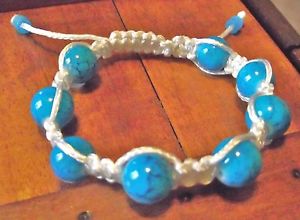 【送料無料】ブレスレット　アクセサリ―　shamballaガラスコードchamballashamballa bracelet glass beads turquoise blue and white cord gift chamballa