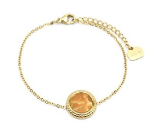 【送料無料】ブレスレット　アクセサリ―　オレンジチェーンブレスレットbc3318ffine chain bracelet with marble stone charm yellow orange contour