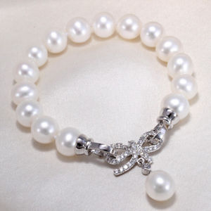【送料無料】ブレスレット　アクセサリ―　ビーズシルバーボウブレスレットamazing freshwater pearl beads 78mm 925 silver bow bracelet wedding party 11,886円
