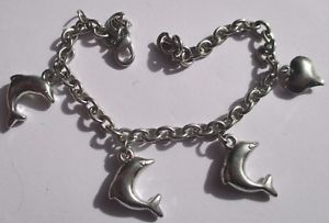 【送料無料】ブレスレット　アクセサリ―　ドルフィンハートデコタッセルシルバーカラーレトロブレスレットretro jewel bracelet with dolphin heart deco tassel silver colour 1622