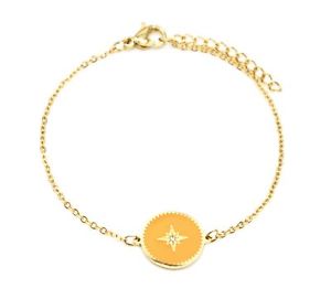【送料無料】ブレスレット　アクセサリ―　オレンジmotibc3273fチェーンbc3273ffine chain bracelet golden steel with email circle yellow orange moti