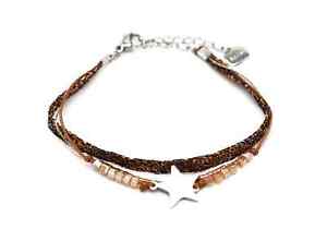 【送料無料】ブレスレット　アクセサリ―　bc2643fetobc2643fmultirow bracelet pearls and shiny fabric brown with charm eto