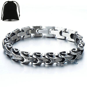 【送料無料】ブレスレット アクセサリ― ジュエリーmensヴィンテージステンレスドラゴンリンクブレスレットmens vintage silver stainless steel dragon bone link bracelet jewelrygift bag