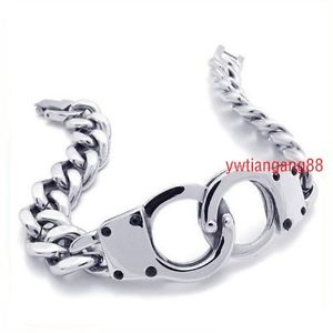 【送料無料】ブレスレット　アクセサリ―　ユニークシルバーブレスレットステンレススチールメンズブレスレット826 unique silver handcuff bracelet stainless steel mens bracelet jewelry 12,586円