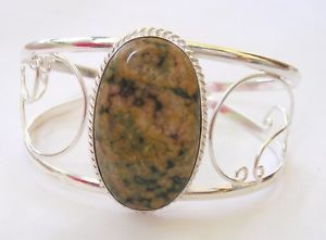 【送料無料】ブレスレット　アクセサリ―　ハンドメイドカフブレスレットジャスパーhandmade 925 sterling silver gemstone cuff bracelet jasper adjustable us8