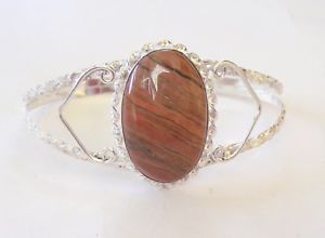 【送料無料】ブレスレット　アクセサリ―　ハンドメイドスターリングシルバージャスパーカフブレスレットhandmade 925 sterling silver gemstone cuff bracelet in jasper adjustable 369