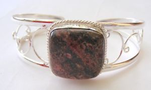 【送料無料】ブレスレット　アクセサリ―　ハンドメイドカフブレスレットグリーンジャスパーhandmade 925 sterling silver gemstone cuff bracelet green jasper adjustable 231