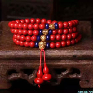 【送料無料】ブレスレット　アクセサリ―　マルチサークルビーズブレスレットnatural cinnabar multi circle gourd 108 buddhism bead bracelet