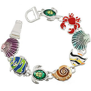 【送料無料】ブレスレット　アクセサリ―　シーライフチェーンブレスレットエポキシクラスプsea life fashionable chain bracelet epoxy magnetic clasp silver plated