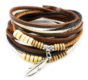 【送料無料】ブレスレット　アクセサリ―　セリエベラペレペレbracciale tibetano serie 13 in vera pelle pelle surfista